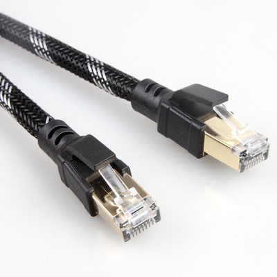 Dış Mekan İç Mekan Cat8 Yama Kablosu Naylon Örgülü 26AWG 40Gbps 2000MHz S/FTP
