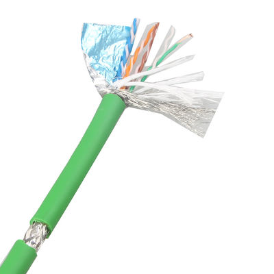 Endüstriyel Uygulamalar İçin Yüksek Esneklik Cat 5e SFTP AWG26 PVC Yeşil RJ45 Ethernet Kablosu