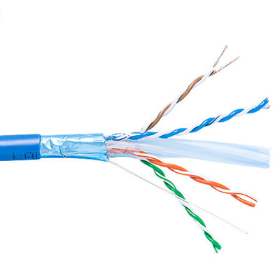 Katı Çıplak Bakır Cat6a Lan Kablosu Korumalı Yükseltici 1000ft Mavi 23AWG 750MHz PoE++