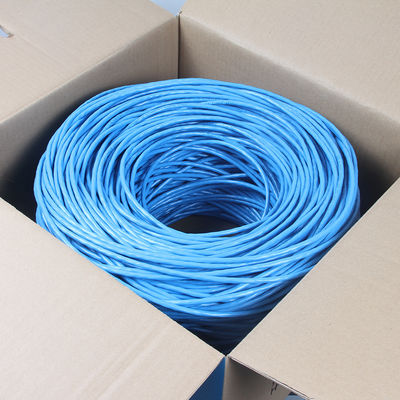 Katı Çıplak Bakır Cat6a Lan Kablosu Korumalı Yükseltici 1000ft Mavi 23AWG 750MHz PoE++