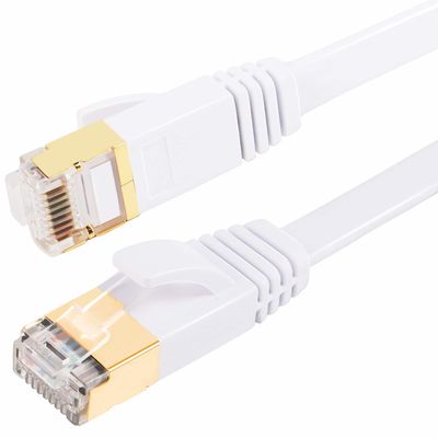 Düz Ethernet Cat7 Yama Kablosu SFTP Korumalı Çok Amaçlı Beyaz Renk