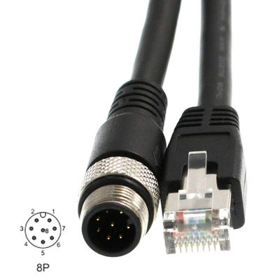 Fieldbus Sensörü için ROHS Cat6 Endüstriyel Ethernet Kablosu M12 D Kodu 8 Pin - RJ45