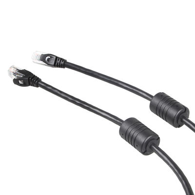 24AWG Siyah Ethernet Kablosu Cat 6, RJ45 Konektörü 100 Ft Ethernet Kablosu