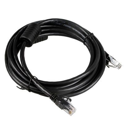 24AWG Siyah Ethernet Kablosu Cat 6, RJ45 Konektörü 100 Ft Ethernet Kablosu