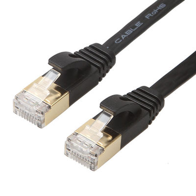Altın Korumalı Snagless Rj45 Konnektörlü Pratik Siyah Cat6 Düz Ethernet Kablosu