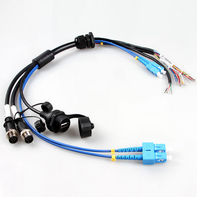 Havacılık Su Geçirmez Kablo Demeti Kablo Tertibatı M12+USB Dişi+Fiber Optik