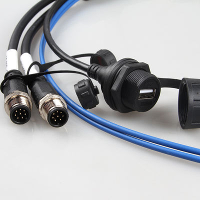 Havacılık Su Geçirmez Kablo Demeti Kablo Tertibatı M12+USB Dişi+Fiber Optik