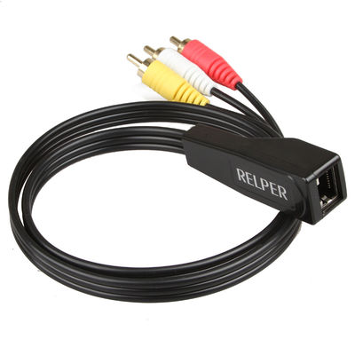 Kararlı Dişi 3 RCA Ses Uzatma Kablosu, Çok Amaçlı RCA - RJ45 Adaptörü