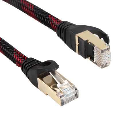 AWG 28 Kırmızı Siyah Örgülü Lan Kablosu, Yüksek Hızlı Kararlı Yama Kablosu Cat 7
