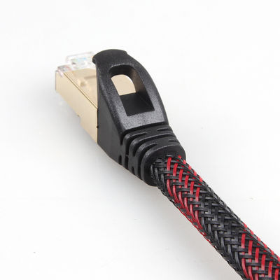 Örgülü Ethernet Yama Kablosu Cat 7 Naylon Siyah Beyaz Dayanıklı Hava Koşullarına Dayanıklı