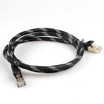 Örgülü Ethernet Yama Kablosu Cat 7 Naylon Siyah Beyaz Dayanıklı Hava Koşullarına Dayanıklı