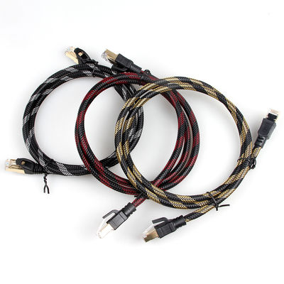 Örgülü Ethernet Yama Kablosu Cat 7 Naylon Siyah Beyaz Dayanıklı Hava Koşullarına Dayanıklı
