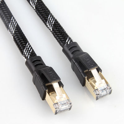 Ağır Hizmet Tipi Rj45 Cat8 Ağ Kablosu, Naylon Örgülü Yama Kablosu Cat 8