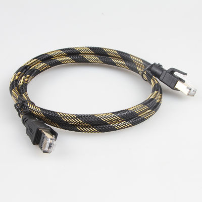 SFTP RJ45 Cat 8 Dış Mekan Ethernet Kablosu Naylon Örgülü Siyah Sarı