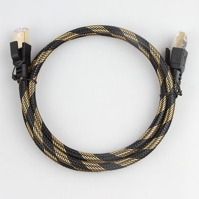 SFTP RJ45 Cat 8 Dış Mekan Ethernet Kablosu Naylon Örgülü Siyah Sarı