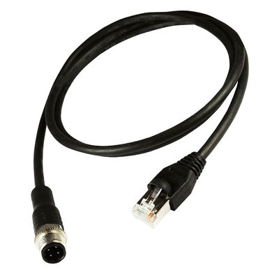 M12 - Rj45 Gigabit Endüstriyel Ethernet Kablosu Cat5e Cat6 Siyah Renk
