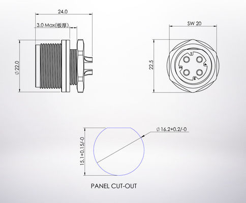 IP68 Suya Dayanıklı Endüstriyel Kablo Demeti Kablo Konektörü M16 4pin XH2.5'e