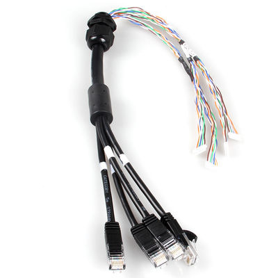 Suya Dayanıklı 4'ü 1 Arada Cat 6a Ethernet Kablosu, 4 Şube Erkek RJ45 Cat6a Gövde Kablosu